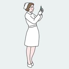 Nurse prepare injection cartoon vector illustration
