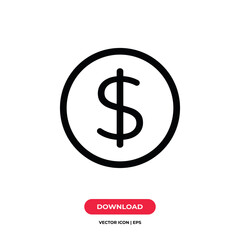 Dollar icon vector. Money sign