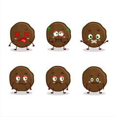 Chocolate cookies cartoon character with nope expression