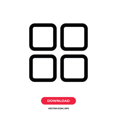 Squares icon vector. Squares button sign