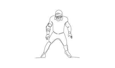 American football player standing - continuous one line drawing