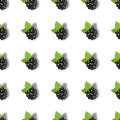 Creative seamless blackberry background in modern style. Isolated illustration. High quality image.