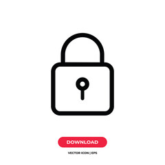 Padlock icon vector. Lock sign
