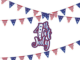 Fototapeta premium Happy 4th of July USA Independence Day greeting card, American Independence Day vector illustration and hand lettering text design. Vector illustration. 
