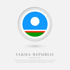 Abstract happy republic day of Sakha Republic country with country flag in circle greeting background