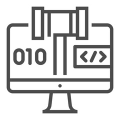 Cyber crime square line vector icon.