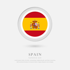 Obraz premium Abstract happy national day of Spain country with country flag in circle greeting background