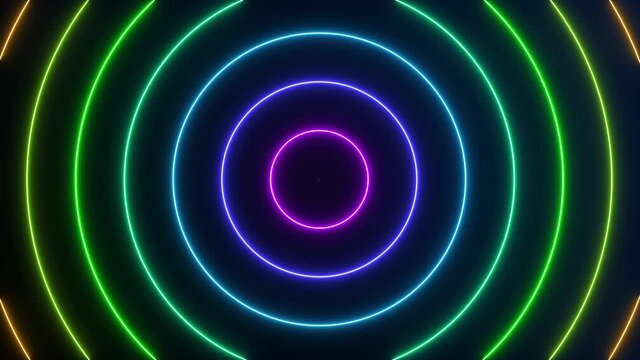 Neon effect circle wave motion looping. Abstract background video looping.