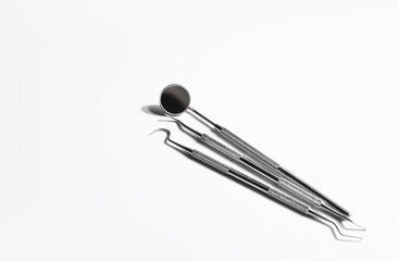 Sterile dental equipment on white background