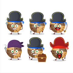 Cartoon character of sweety cookies with various pirates emoticons