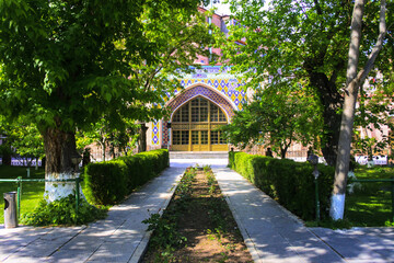 Yerevan, Armenia: Yerevan Blue Mosque Inner Courtyard and a Lush Green Persian Garden