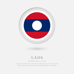 Abstract happy independence day of Laos country with country flag in circle greeting background