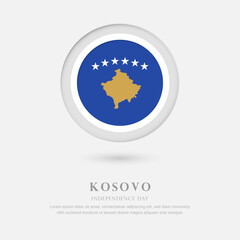 Abstract happy independence day of Kosovo country with country flag in circle greeting background