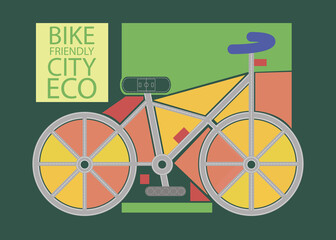 Print. Bike city eco for concept design. Green energy.