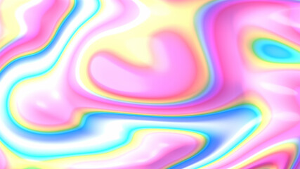 Abstract rainbow heart waves pattern. 3d rendering picture.