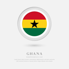 Abstract happy independence day of Ghana country with country flag in circle greeting background