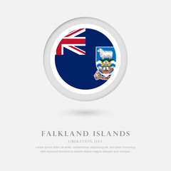 Abstract happy liberation day of Falkland Islands country with country flag in circle greeting background