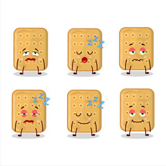 Cartoon character of biscuit with sleepy expression
