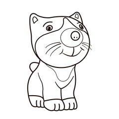 Animals, coloring book for kids. Black and white image, Cat