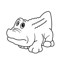 Animals, coloring book for kids. Black and white image. Crocodile.