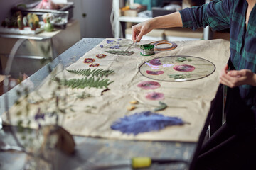 Flourist shop with different kinds of dryed flowers