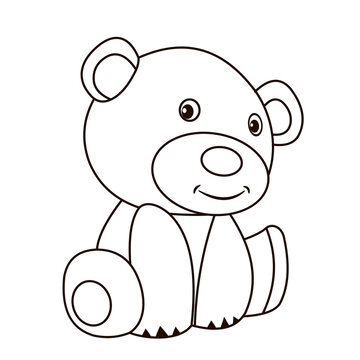Animals, coloring book for kids. Black and white image, bear.