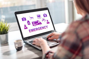Fototapeta na wymiar Emergency concept on a laptop screen