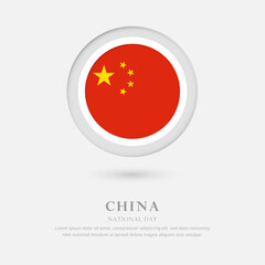 Abstract happy national day of China country with country flag in circle greeting background