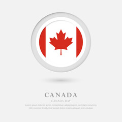 Abstract happy Canada day with country flag in circle greeting background