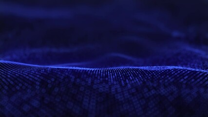 beautiful abstract looping blue particle wave technology digital background 