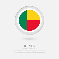 Fototapeta premium Abstract happy independence day of Benin country with country flag in circle greeting background