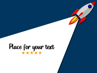 Launch a rocket and advertising. Concept of starting a new project. place for your text.