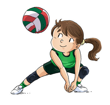 Illustration of girl playing volleyball