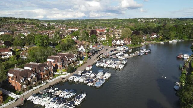 River Thames  riverside Bourne End , Buckinghamshire Aerial footage