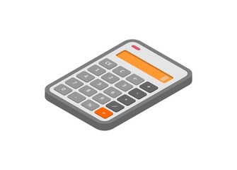 Calculator in isometric view. Simple flat illustration.