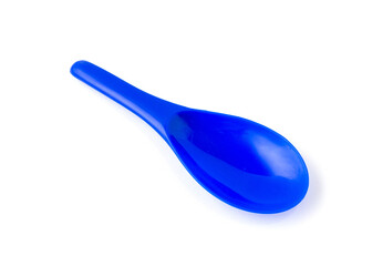 Blue color of plastic spatula isolated on white background.