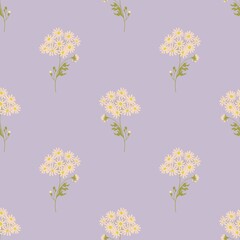 seamless pattern of delicate flowers on a gray background, chamomile,  picture for postcard, scrapbooking, greeting card, textile, wallpaper