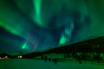 aurora over the mountain