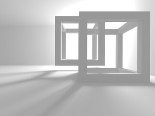 Illuminated corridor interior design. Empty Room Interior Background