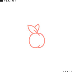Fresh peach icon. Outline style