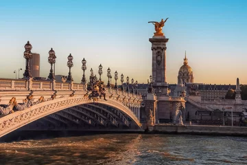 Papier Peint photo Pont Alexandre III Alexandre III bridge in Paris at sunset