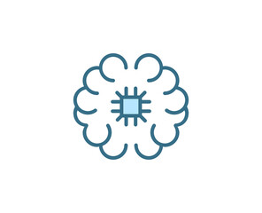 Line Machine learning icon isolated on white background. Outline symbol for website design, mobile application, ui. Electronics pictogram. Vector illustration, editorial stroсk. 