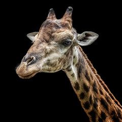 Giraffe head isolated in Black