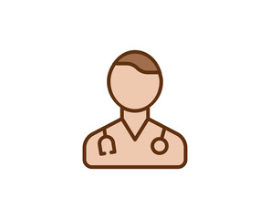 Doctor flat icon. Thin line signs for design logo, visit card, etc. Single high-quality outline symbol for web design or mobile app. Medical outline pictogram.