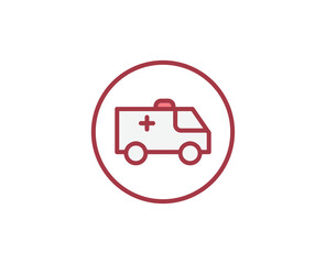 Ambulance flat icon. Thin line signs for design logo, visit card, etc. Single high-quality outline symbol for web design or mobile app. Medical outline pictogram.