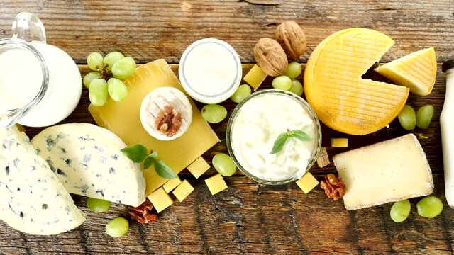 assorted of dairy products- top view