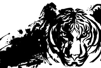 2022年　年賀状デザイン　虎　リアル　墨　寅年