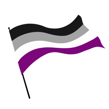 Illustration of an Asexual Pride flag blowing in the wind.