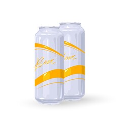 Fototapeta premium Cartoon bunch of lager or light beer drink. Vector shipment to stores, alcohol transport, night club beverage, booze and alcohol export concept isolated on white background