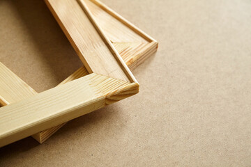 Stretcher bars. Stacked wooden frames